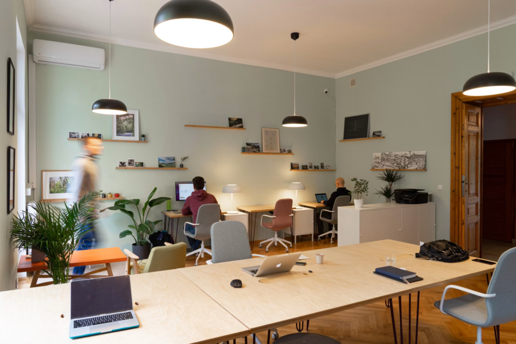 Small office workspace with computers representing ongoing IT support and network management